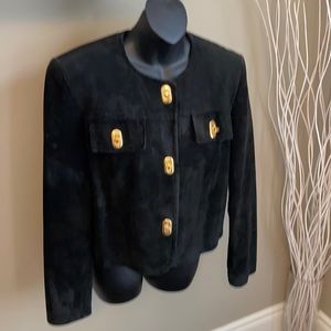 Black with Gold clasp suede crop jacket